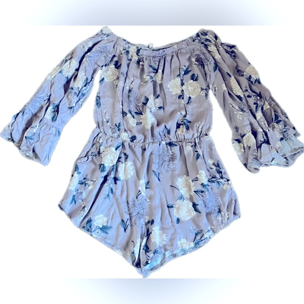 Don’t ask why Off the shoulder Bell Sleeve Romper with 2 pockets. OSFM